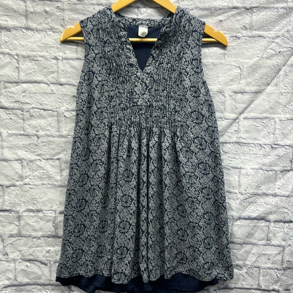 Rush Minidress/Tunic Navy Print Sleeveless Small